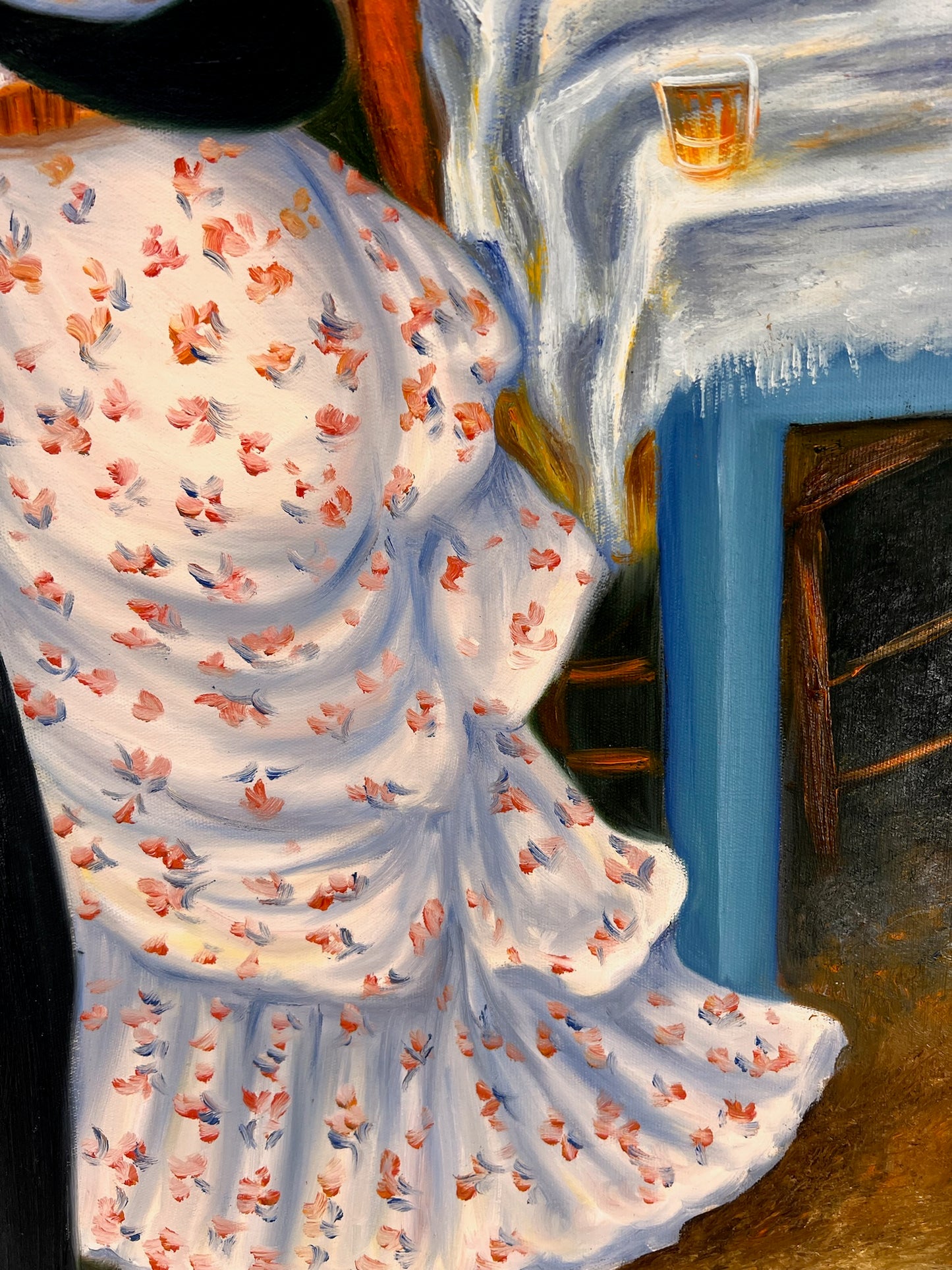 Danza en Bougival (según Pierre-Auguste Renoir) – Pintura al óleo impresionista pintada a mano sobre lienzo (60 × 80 cm, enmarcada)