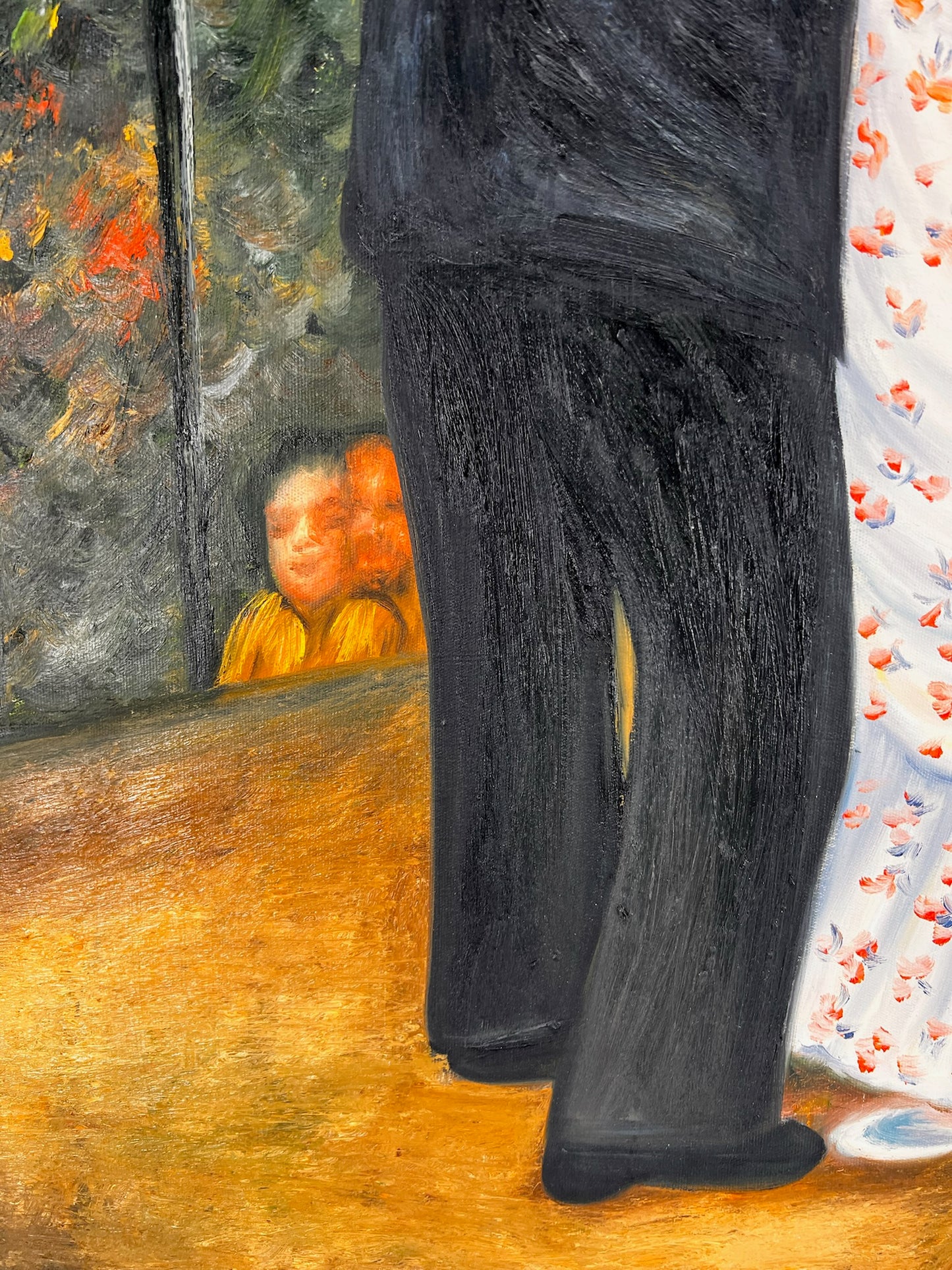Danza en Bougival (según Pierre-Auguste Renoir) – Pintura al óleo impresionista pintada a mano sobre lienzo (60 × 80 cm, enmarcada)