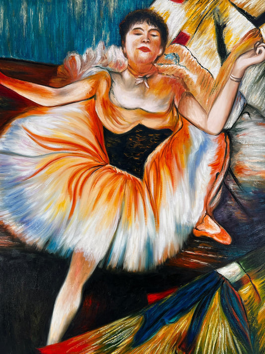 Bailarina – Pintura al óleo impresionista pintada a mano sobre lienzo (60 × 80 cm)