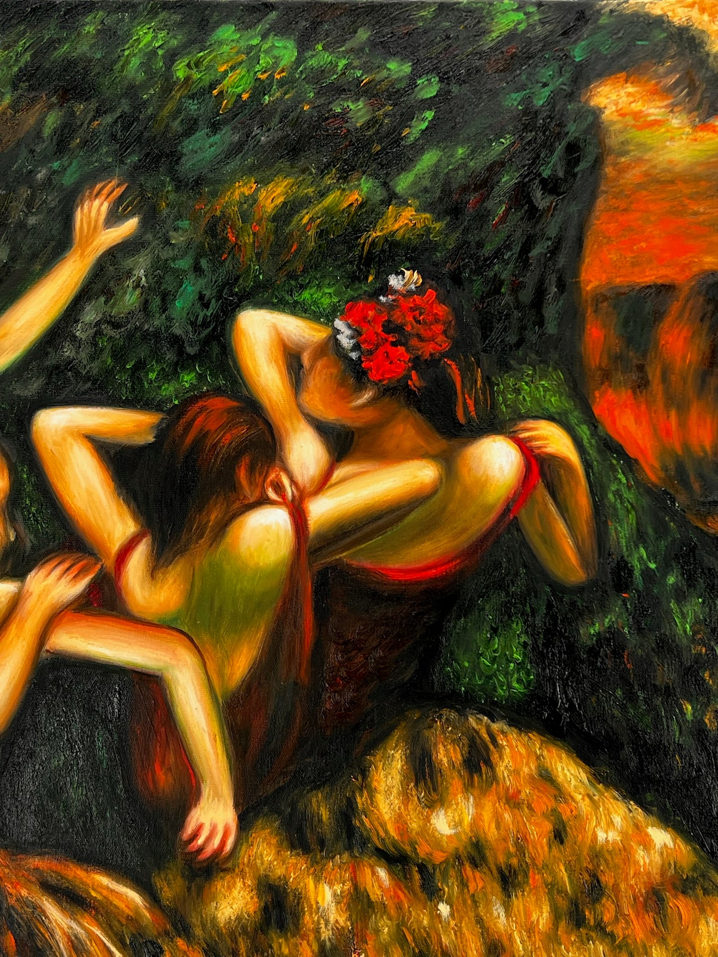Los Bailarines a la Luz del Sol – Pintura al Óleo Impresionista Pintada a Mano en Lienzo (60 × 80 cm)