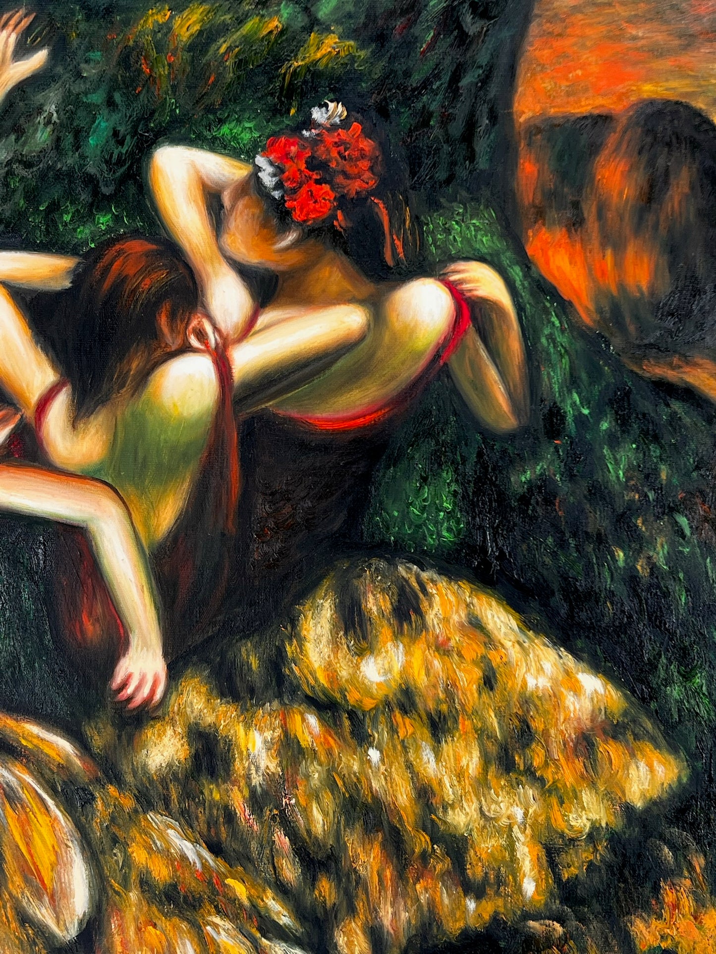 Los Bailarines a la Luz del Sol – Pintura al Óleo Impresionista Pintada a Mano en Lienzo (60 × 80 cm)