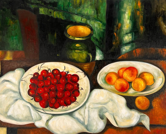 Cézanne – Bayas y frutas – óleo sobre lienzo pintado a mano (164 × 80 cm) – enmarcado en lienzo
