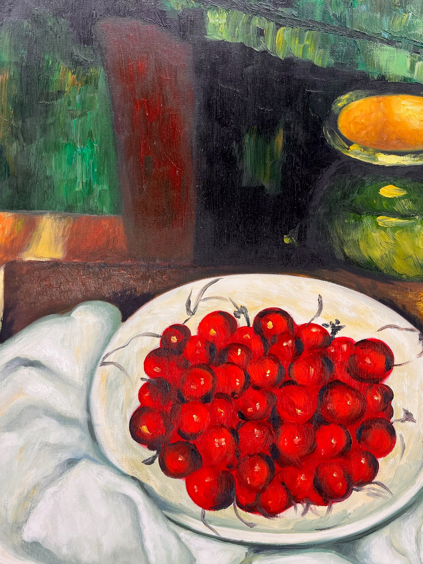 Cézanne – Bayas y frutas – óleo sobre lienzo pintado a mano (164 × 80 cm) – enmarcado en lienzo
