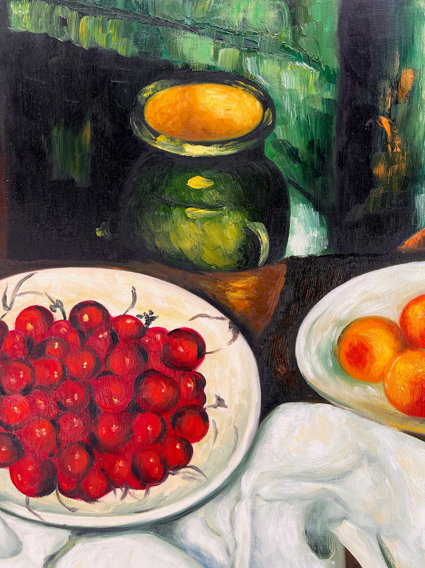 Cézanne – Bayas y frutas – óleo sobre lienzo pintado a mano (164 × 80 cm) – enmarcado en lienzo