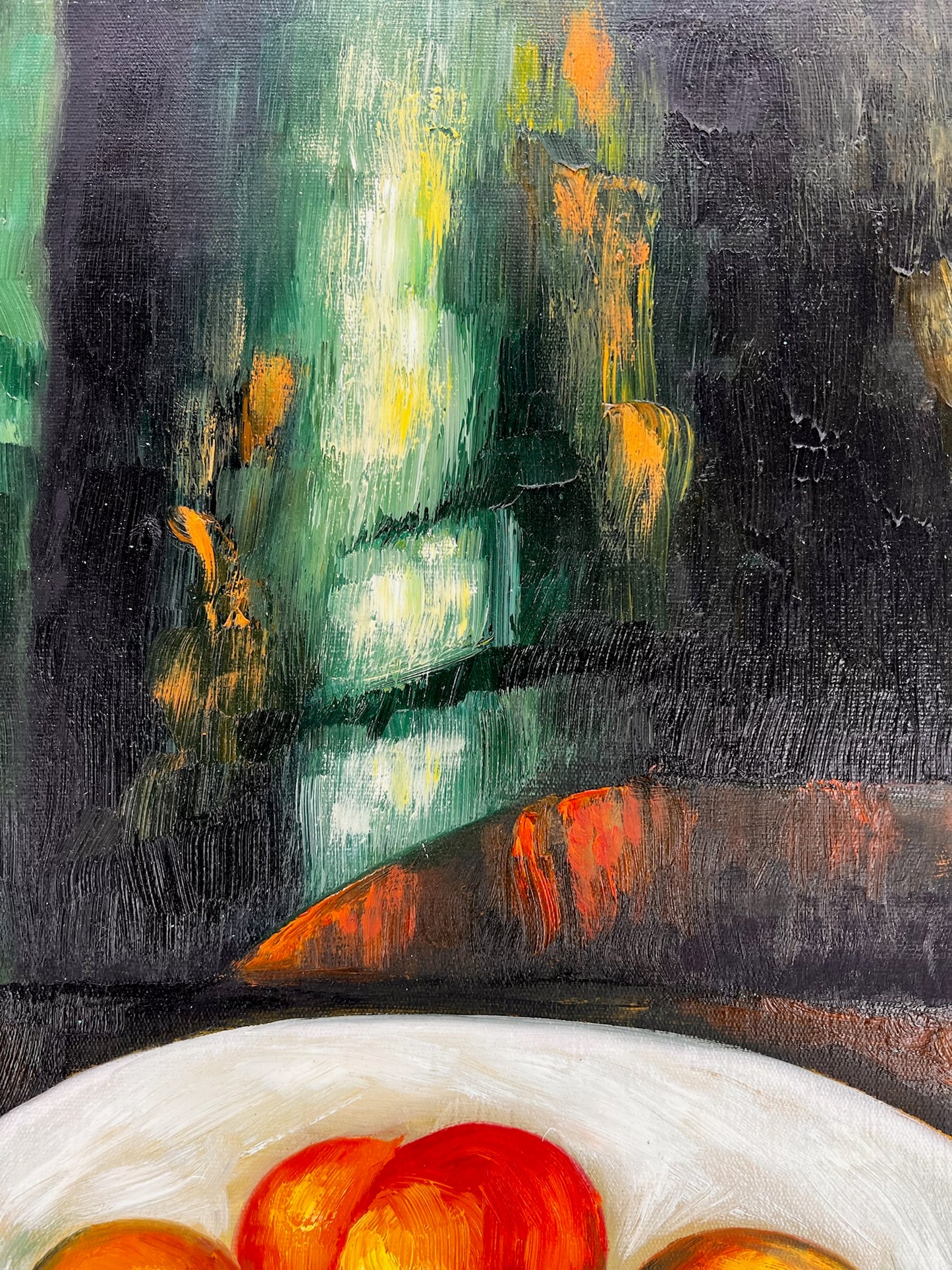 Cézanne – Bayas y frutas – óleo sobre lienzo pintado a mano (164 × 80 cm) – enmarcado en lienzo