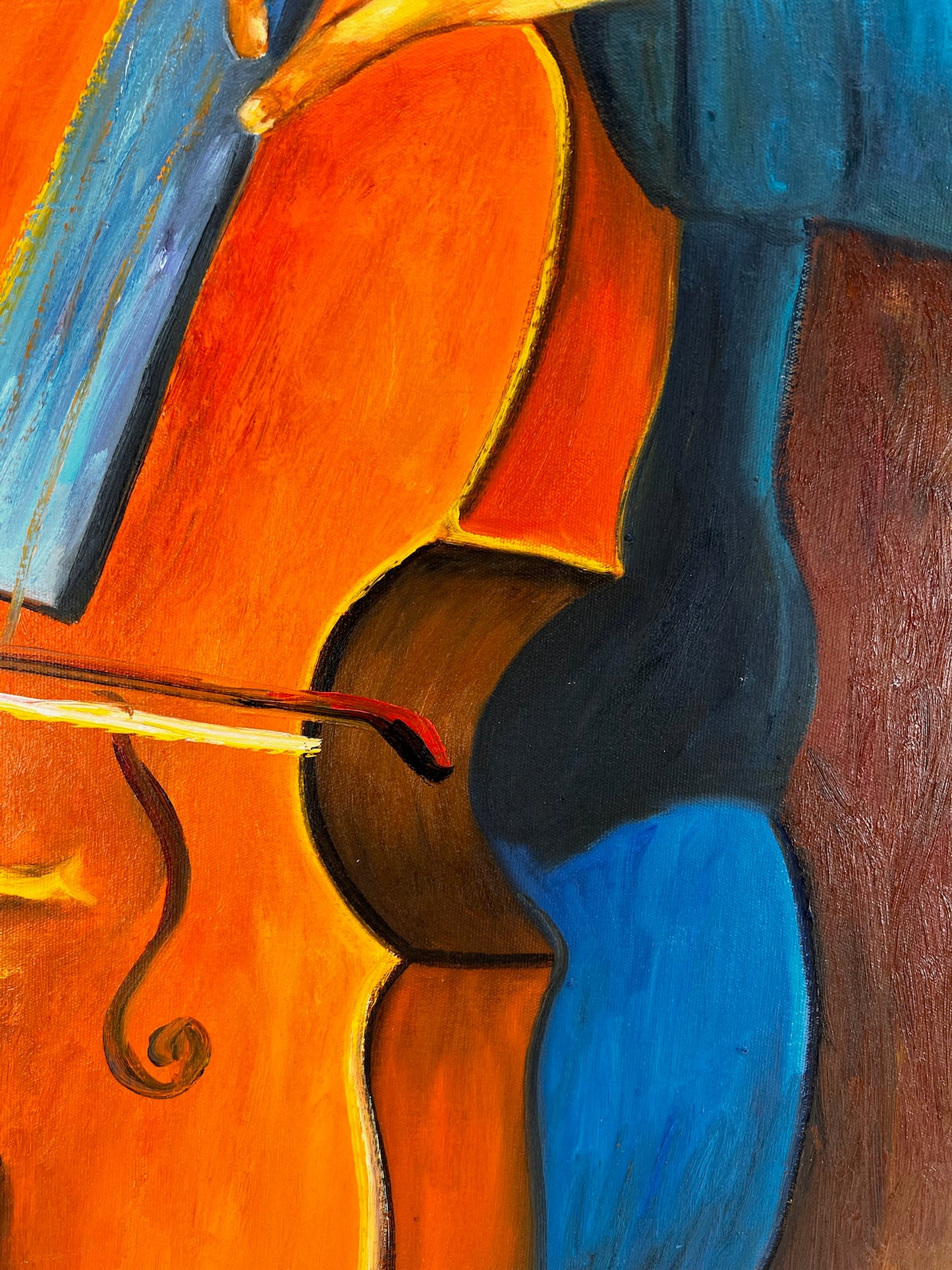 Retrato de un Violonchelista – Pintura al Óleo Postimpresionista Pintada a Mano sobre Lienzo (60 × 80 cm)