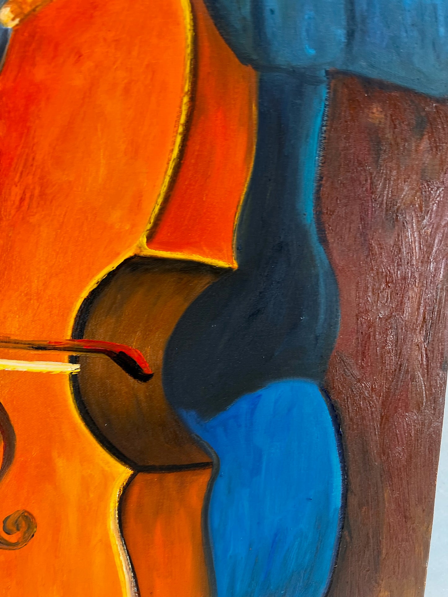 Retrato de un Violonchelista – Pintura al Óleo Postimpresionista Pintada a Mano sobre Lienzo (60 × 80 cm)