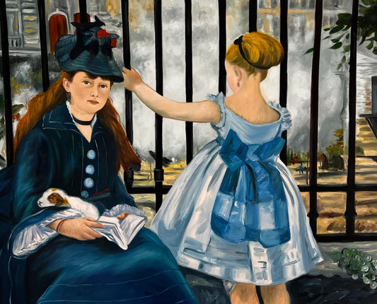 El Ferrocarril (Manet) – Pintura al Óleo Impresionista Pintada a Mano sobre Lienzo (64 × 80 cm)