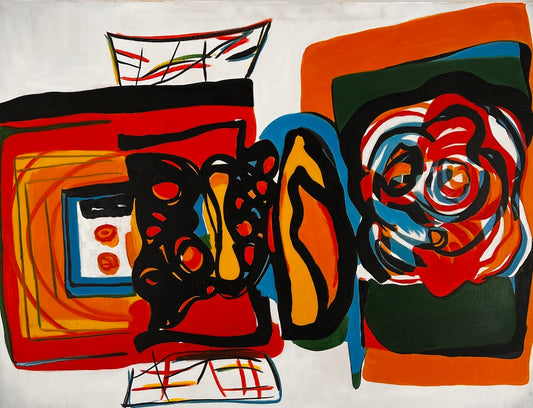Composición abstracta (según Wassily Kandinsky) – Pintura abstracta moderna al óleo sobre lienzo (60 × 80 cm, enmarcada)