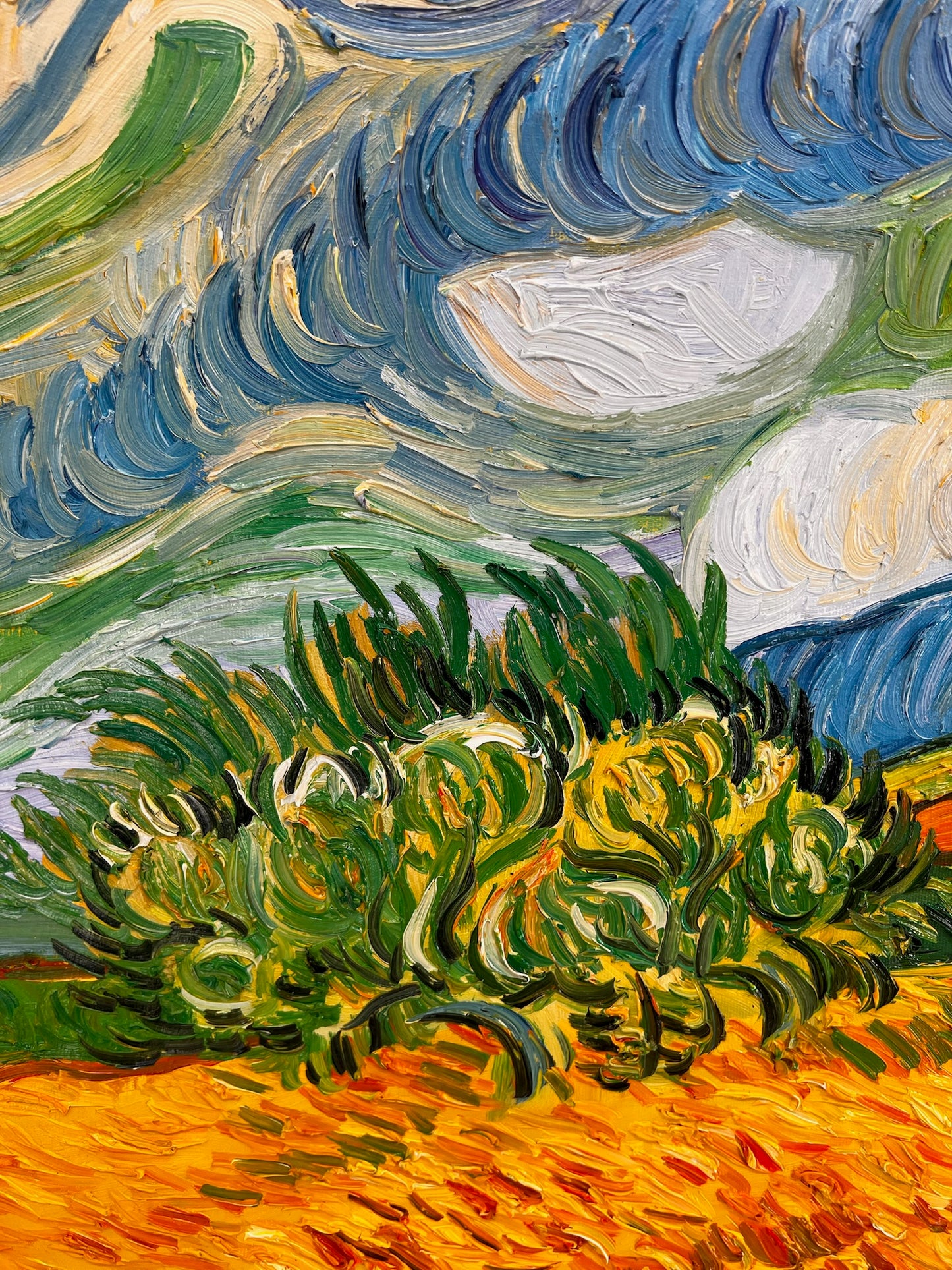 Pintura a mano de Van Gogh Campo de trigo con cipreses: pintura al óleo postimpresionista sobre lienzo