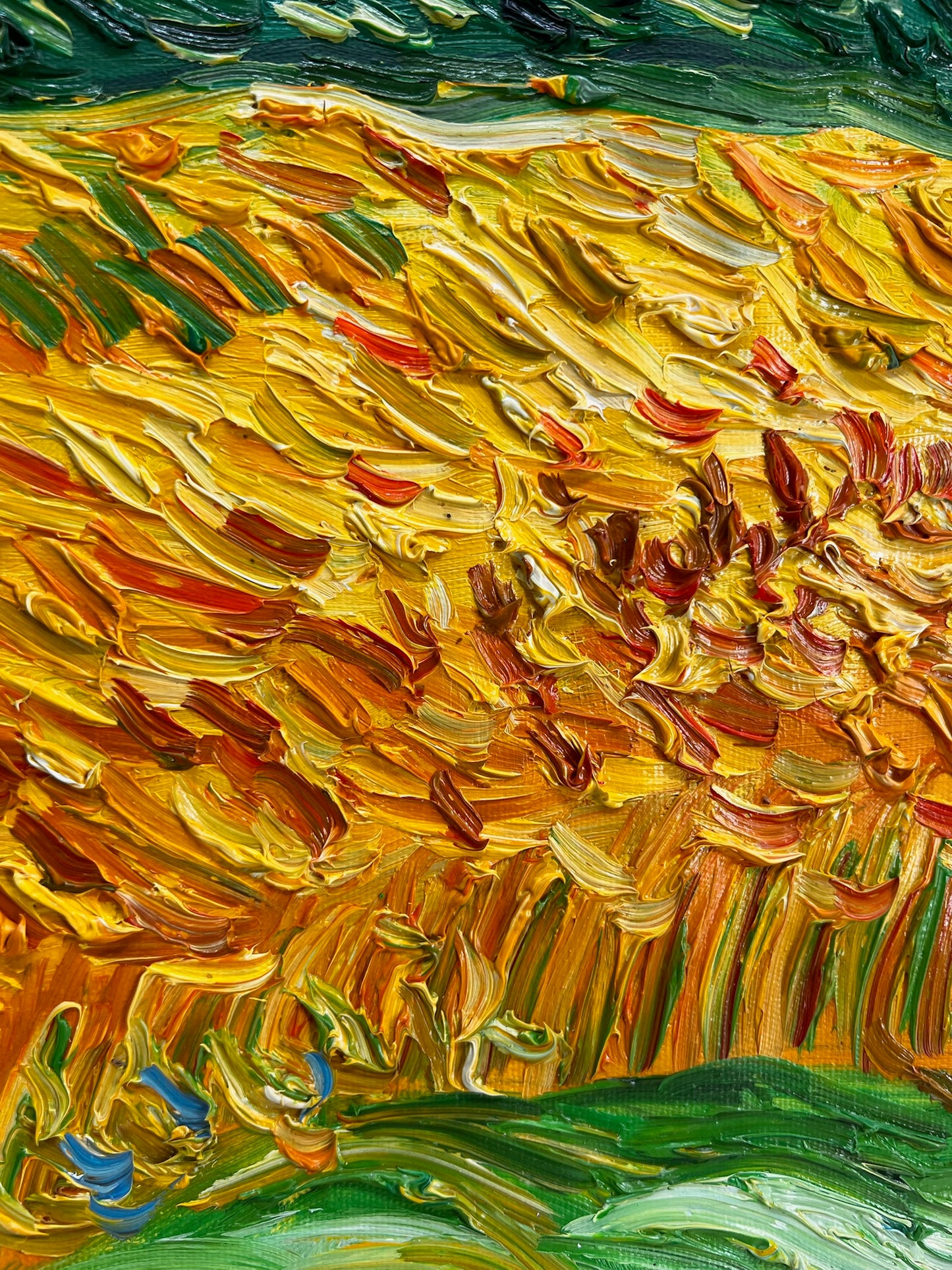 Pintura a mano de Van Gogh Campo de trigo con cipreses: pintura al óleo postimpresionista sobre lienzo