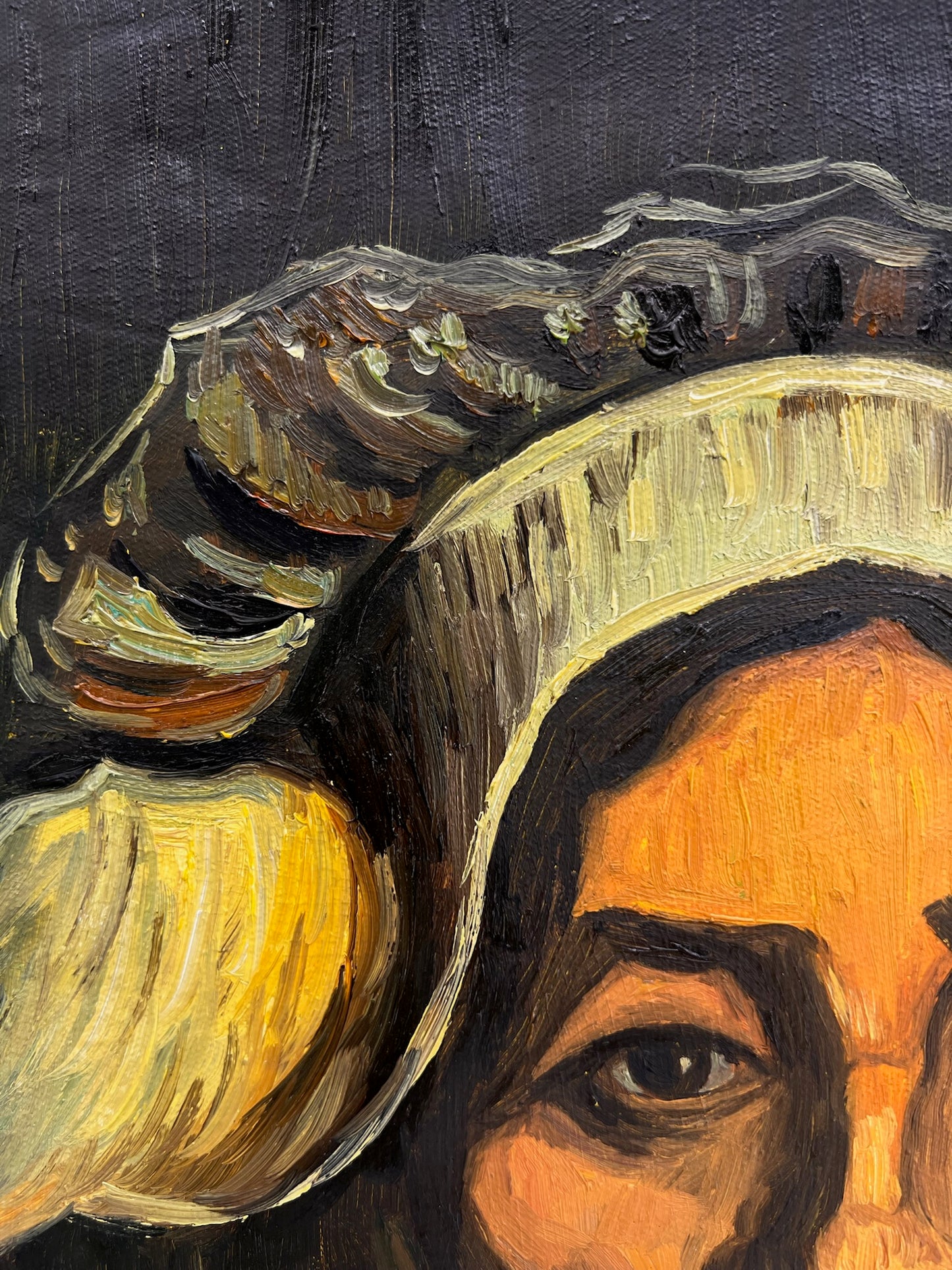Cabeza de mujer (según Vincent van Gogh) – Pintura al óleo pintada a mano sobre lienzo (42,7 × 33,5 cm)