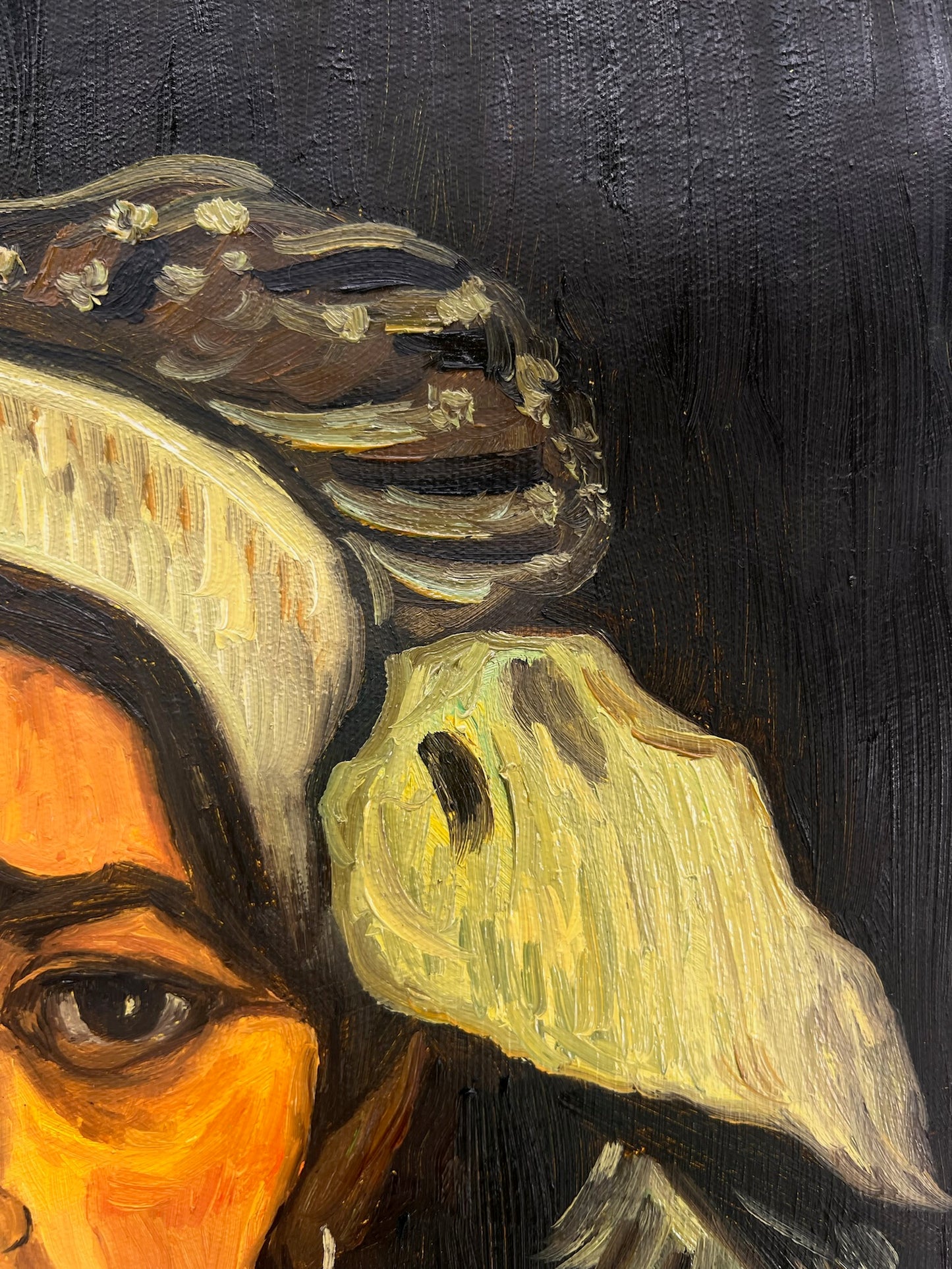 Cabeza de mujer (según Vincent van Gogh) – Pintura al óleo pintada a mano sobre lienzo (42,7 × 33,5 cm)