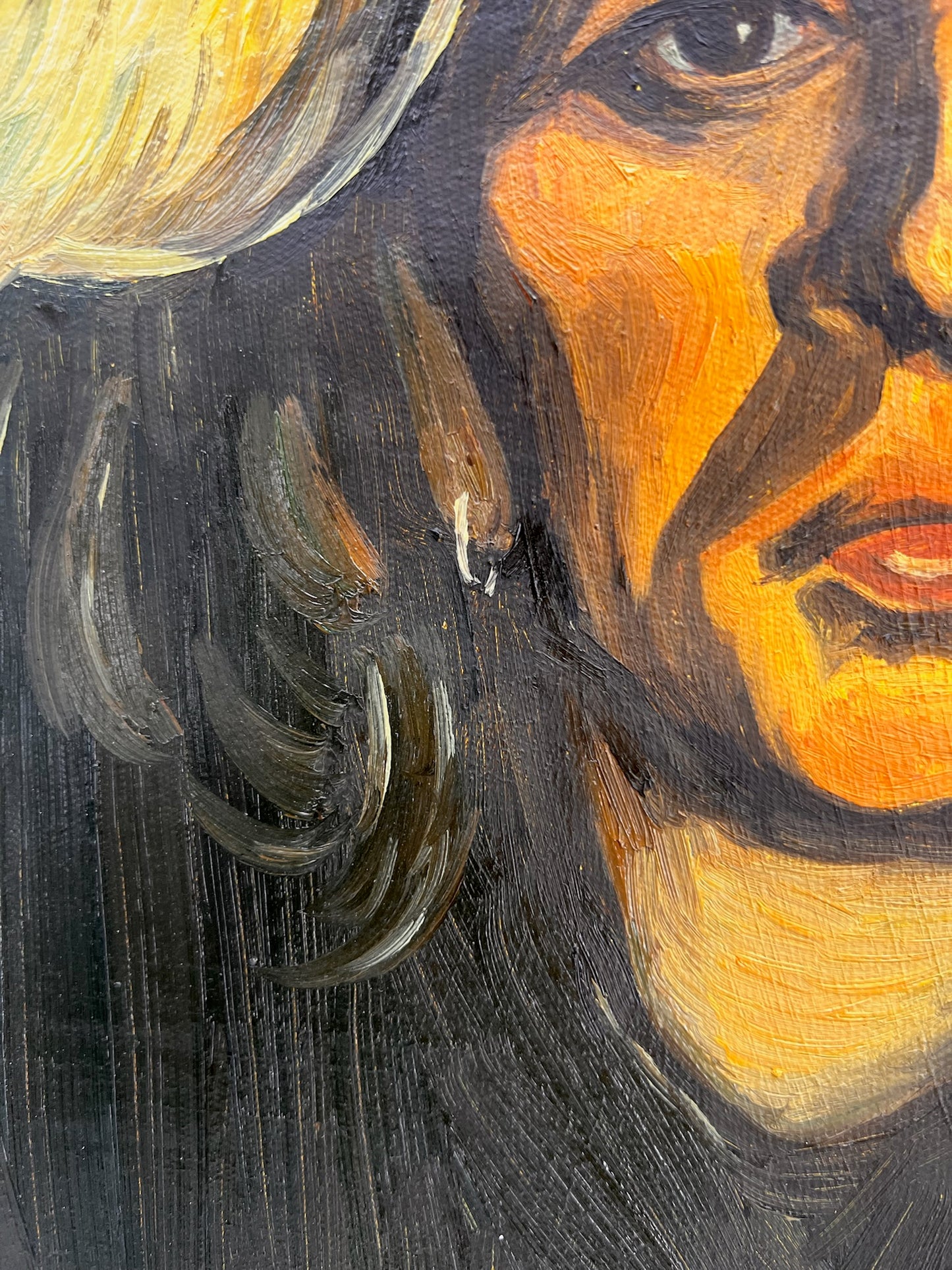 Cabeza de mujer (según Vincent van Gogh) – Pintura al óleo pintada a mano sobre lienzo (42,7 × 33,5 cm)
