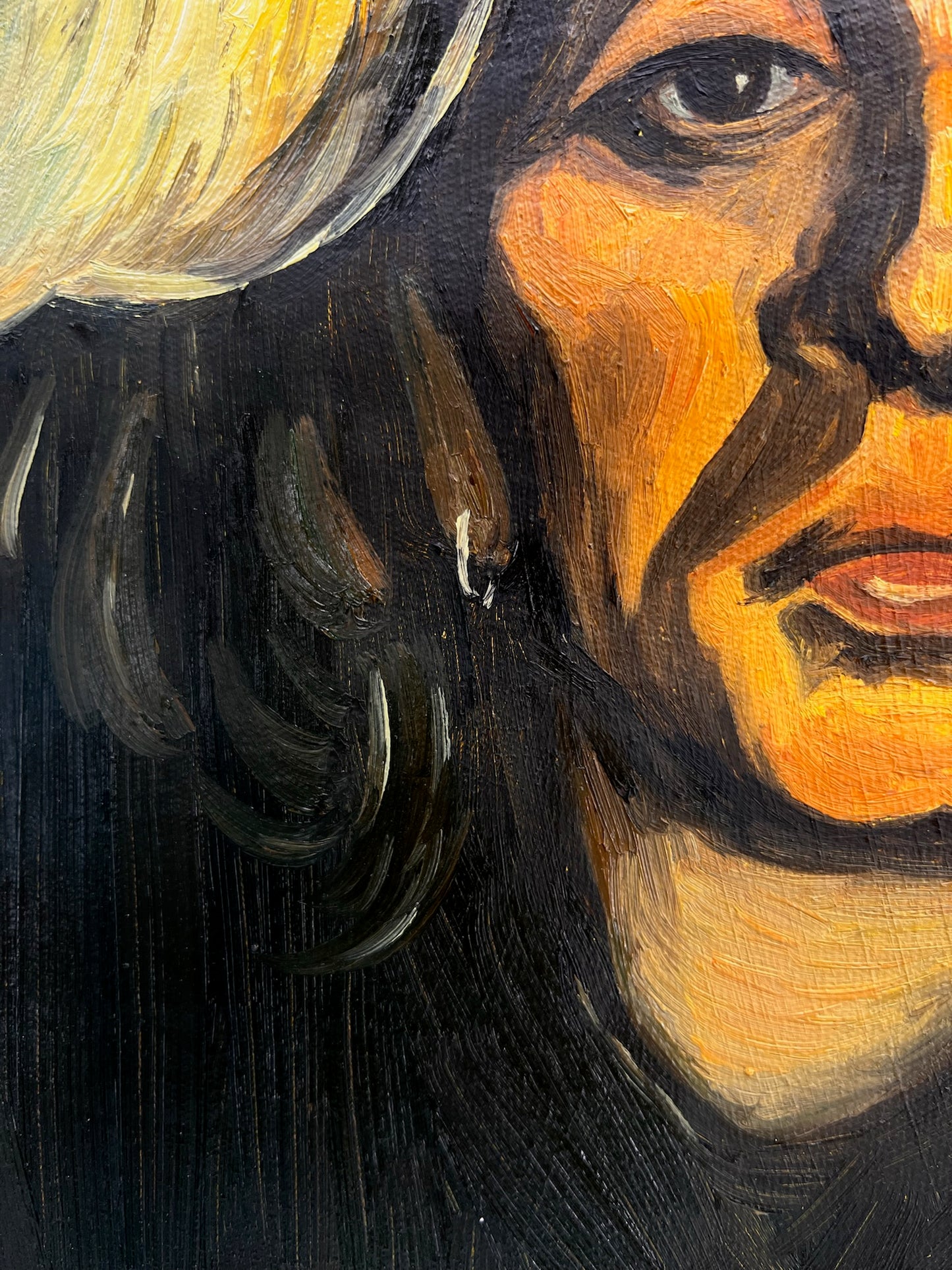 Cabeza de mujer (según Vincent van Gogh) – Pintura al óleo pintada a mano sobre lienzo (42,7 × 33,5 cm)
